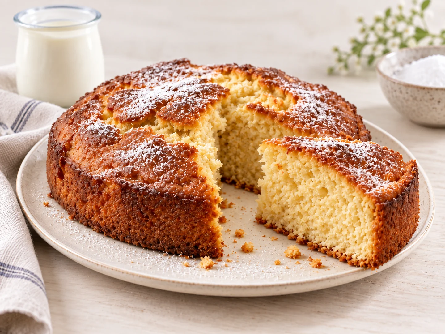 Gâteau au yaourt sans gluten doré réalisé avec le Mix Universel SGFS