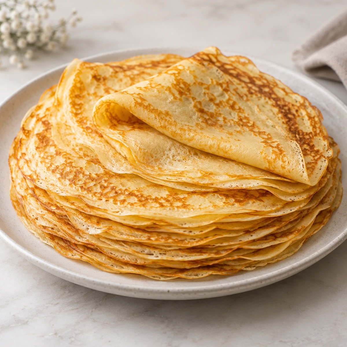 Crêpes sans gluten dorées réalisées avec le Mix Universel SGFS
